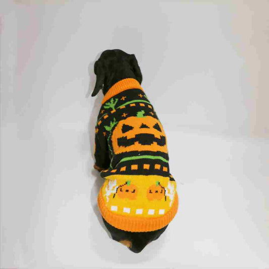 Dog Cat Pet Clothes Warm Pumpkin Color Matching Sweater