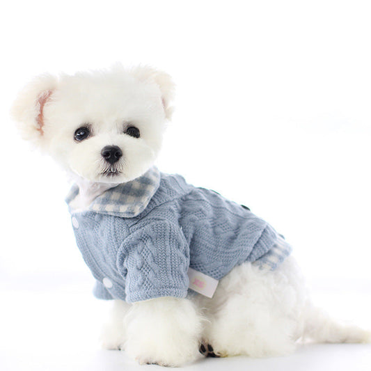 Fake Two Piece Pet Costume Cute Bichon Frise Small Dog