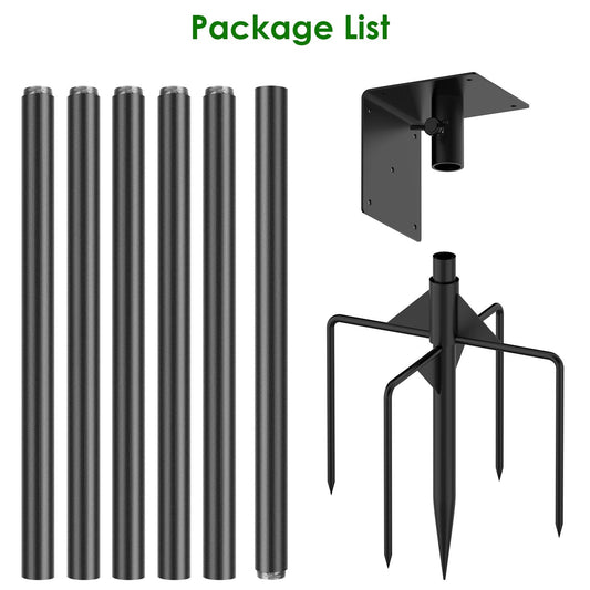 1 Set 79.92in Bird House Pole Kit Height Adjustable Bird Feeder Pole Mount Kit Heavy Duty Bird House Pole Set With 5 Prongs Base For Bird House Bird Feeder House Not Included
