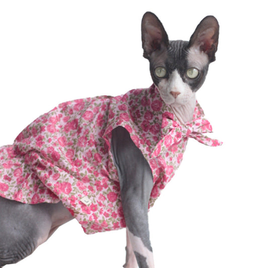 Cat Clothes Summer Thin Floral Dress Sphinx Hairless