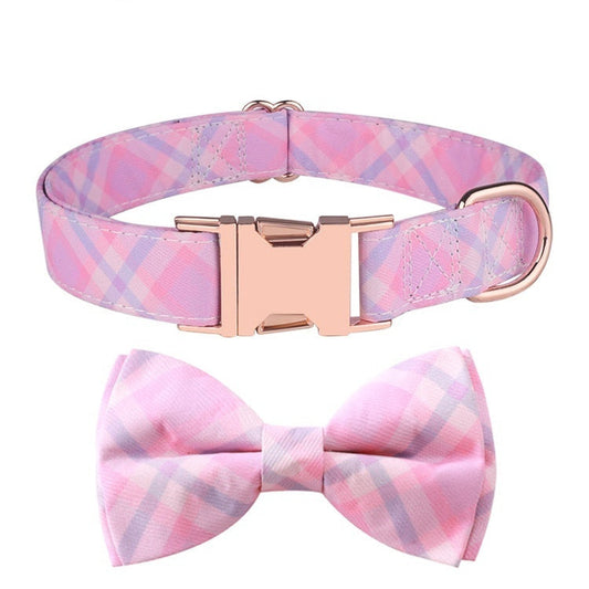 Pet Supplies Rose Gold Buckle Bow Collar