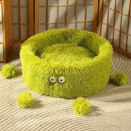 Winter Warm Cute Eye Small Monster Cat Bed Pet Cat Bed Round Nest Dog Bed Dog House Cat House Cat Teaser Pet Pad