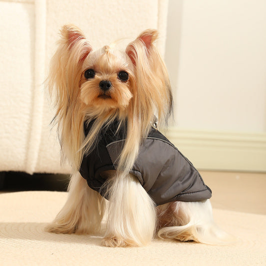 Pet Clothes Reflective Coat Autumn And Winter Clothing New Contrast Color Shell Traction Thickened Warm