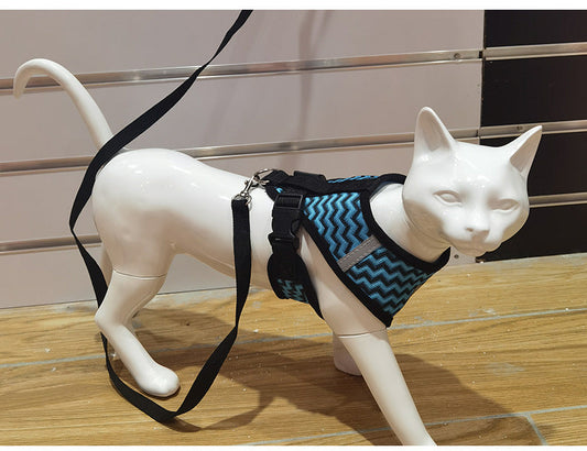 Wave Pattern I-type Traction Reflective Chest Strap Breathable And Thin Cat And Dog Pass