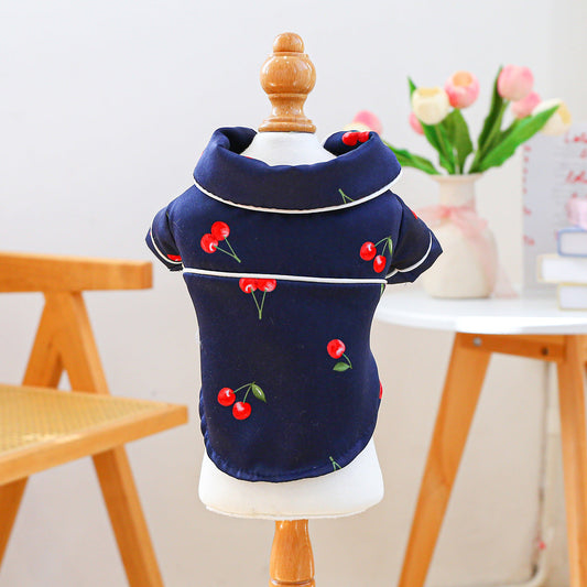 Wholesale Pet Dogcat Clothes Small Dog Puppy Clothing Cherry Pajamas