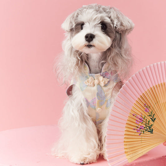 A Gust Of Neo-Chinese Wind Sleeveless Cheongsam Dress Teddy Schnauzer Bichon Pet Vest Waistcoat