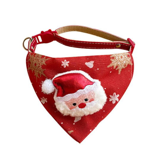 Christmas Pet Large Handkerchief Scarf, Red Santa Claus And Christmas Tree Pattern, One Size Suitable For All 9.06-15.75 Inches.Adjustable Festival Collars For Cats And Dogs