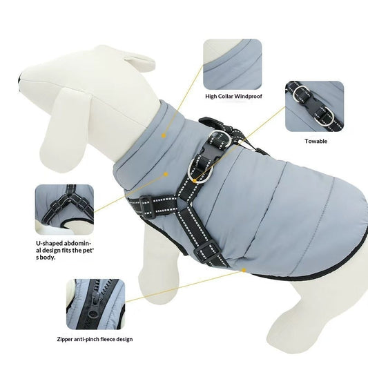 Insulated Fleece-lined Dog Vest With Chest And Back Zipper To Prevent Pinchingessential Winter Clothing For Your Pup