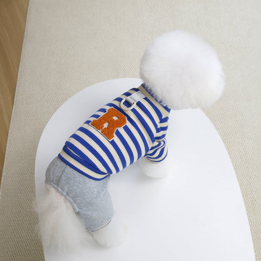 Pet Dog Hoodie With Twenty Five Stripes Casual Style Set