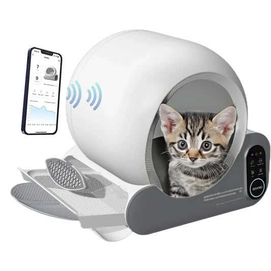 KFX-098387 Intelligent Automatic Cat Litter Box with Odor Control and Easy Clean Features - 66L Capacity