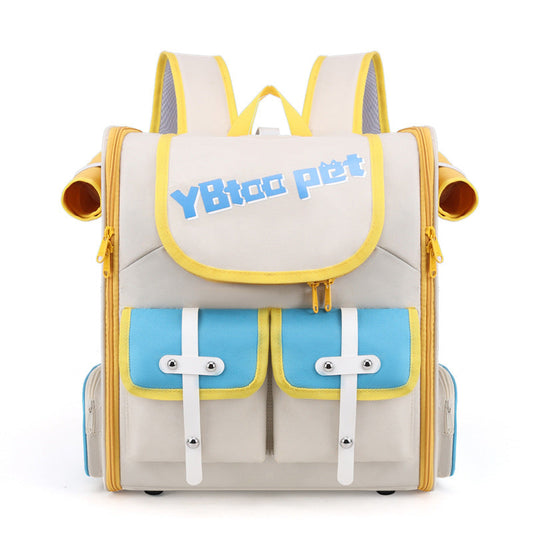 KFX-1028797 Portable Striped Pet Backpack - Breathable Oxford Design for Pets Up to 7.5 kg