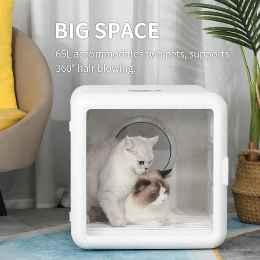 KFX-187603 Large 65L Automatic Pet Bathing and Drying Box with Intelligent Control, Eco-Friendly ABS Material, 4-Speed Fan