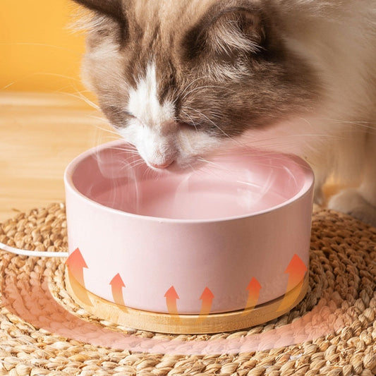 KFX-2366141 Constant Temperature Ceramic Pet Heating Drinking Bowl - USB Interface, Available in Multiple Colors