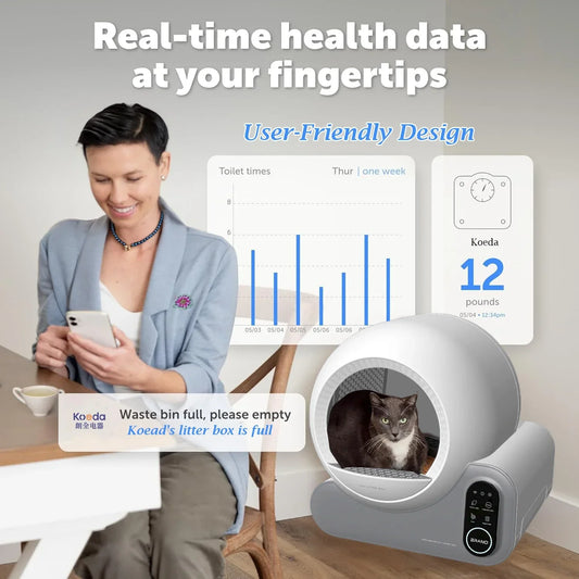 KFX-262227 Automatic Cat Litter Box with 70L Capacity, Odorless and Dust-Free, Easy Clean Design for Multiple Cats