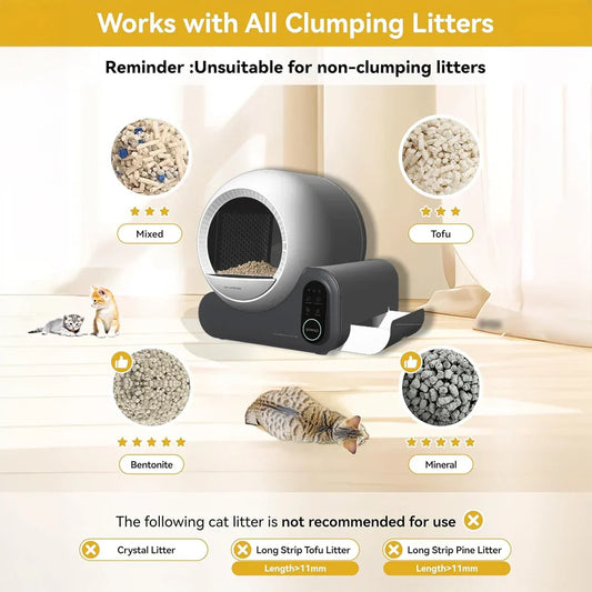 KFX-293843 Smart Automatic Cat Litter Box, 70L Ultra Capacity with App Control, Odor Control, Easy to Clean, Eco-Friendly Design