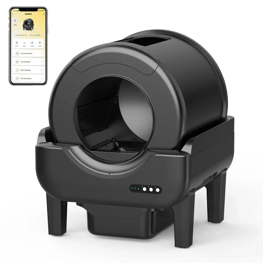 KFX-318867 WIFI Automatic Smart Cat Litter Box with 65L Enclosed Fresh Air Tray