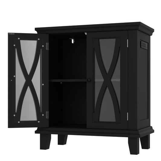 KFX-3215549 20-Gallon Aquarium Rack with Adjustable Shelves, 4 AC and 2 USB Outlets, Farmhouse Design with Storage Cabinet