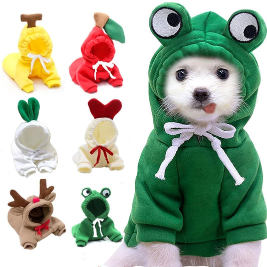 KFX-3381181 Cute Fruit-Themed Hoodies for Small Dogs - Winter Fleece Pet Clothing for Puppies and Kittens