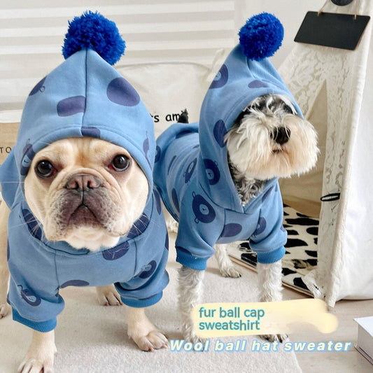 KFX-3610557 Hooded Cotton Sweater for Pets - Dot Print, Multiple Sizes Available