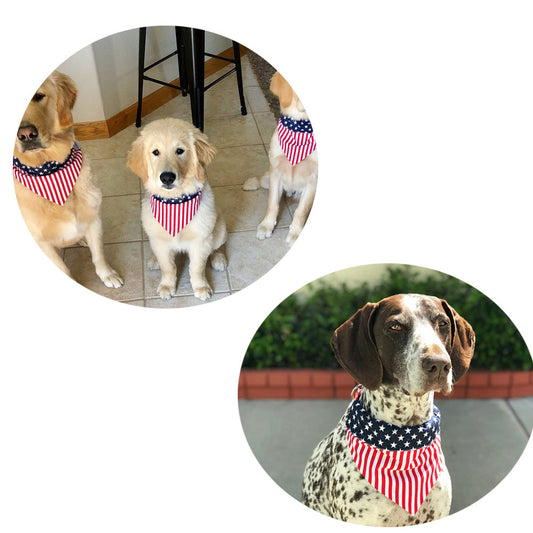 KFX-3725629 American Flag Triangle Pet Scarf Towel - Cotton, Double-Sided, 66x45cm for Medium Dogs