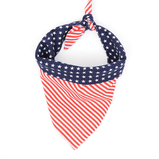 KFX-3725629 American Flag Triangle Pet Scarf Towel - Cotton, Double-Sided, 66x45cm for Medium Dogs