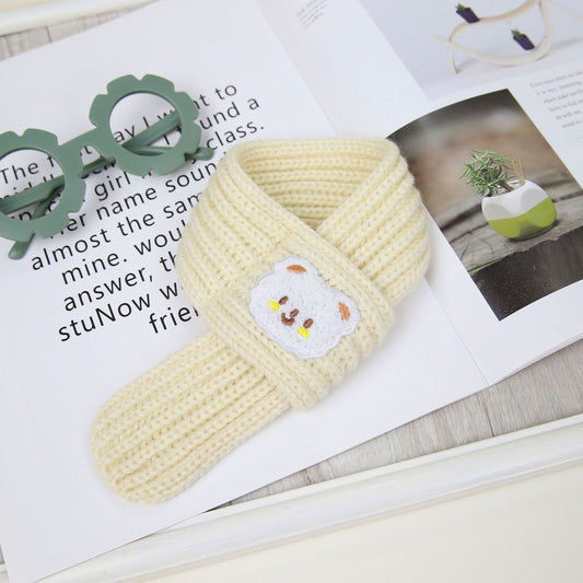 KFX-3758397 Fashionable Monochrome Pet Scarf in Ivory White and Red - Small & Large Sizes Available