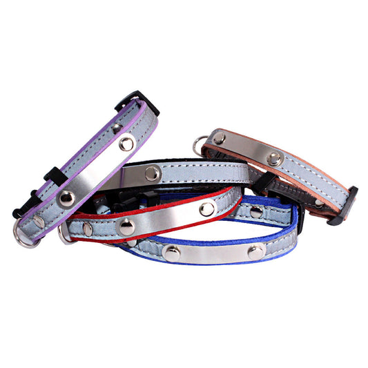 KFX-3813821 Light-Reflecting Monochrome Pet Collar for Cats - Safety Design in Brown, Black, Red, Purple, Dark Blue