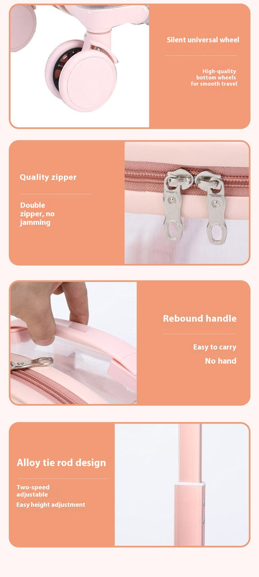 KFX-4004925 Large Transparent Pet Trolley Bag - Portable Hard PC Cat Carrier