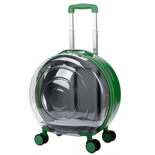 KFX-4004925 Large Transparent Pet Trolley Bag - Portable Hard PC Cat Carrier