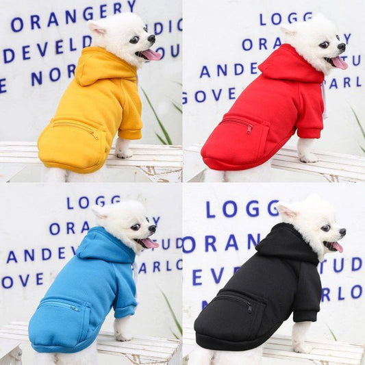 KFX-4167613 Zipper Pocket Hoodie for Small to Medium Dogs - Casual Polyester Sweatshirt in Multiple Colors