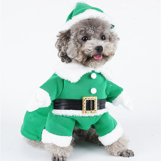 KFX-4233149 Festive Dog Sweatshirt with Hat - Christmas Apparel in Red and Green, Available in Multiple Sizes