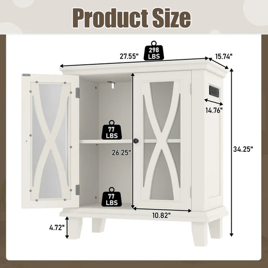 KFX-4362429 20 Gallon Aquarium Stand with Power Outlets, Adjustable Shelves, Beige Finish, Ideal for Reptile Tanks and Storage