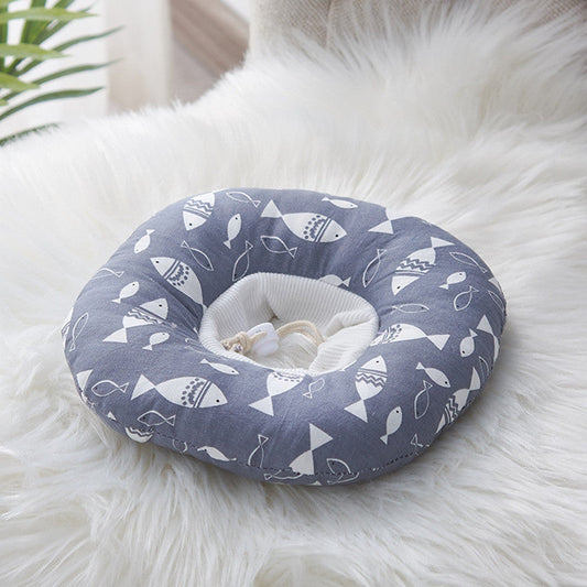 KFX-4403645 Adorable Cotton Pet Hats for Cats – Fun Designs: Pink Rabbit, Dinosaur, Gray Fish, Yellow Watermelon, Cat Face, Pineapple, Green Forest - Size XS to L