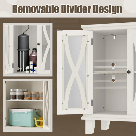 KFX-4526269 20-Gallon Aquarium Rack with Storage Cabinet, 4 AC Outlets, 2 USB Ports, Adjustable Shelves, Beige Farmhouse Design