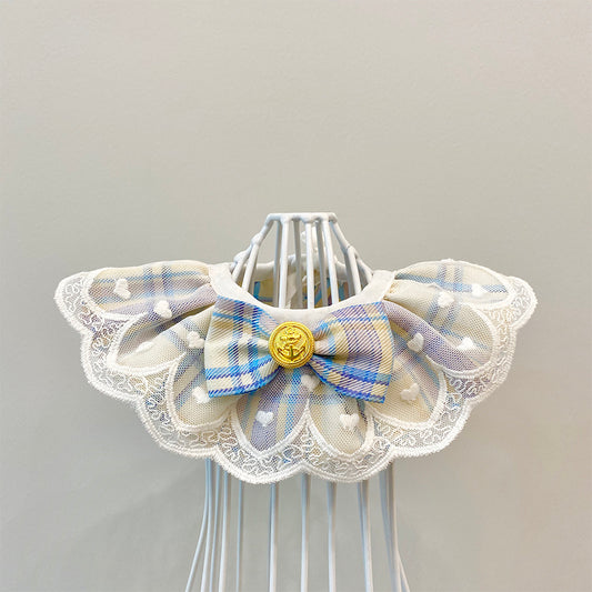 KFX-4774205 Fashionable Cotton Pet Bib with Lattice Design for Cats and Dogs