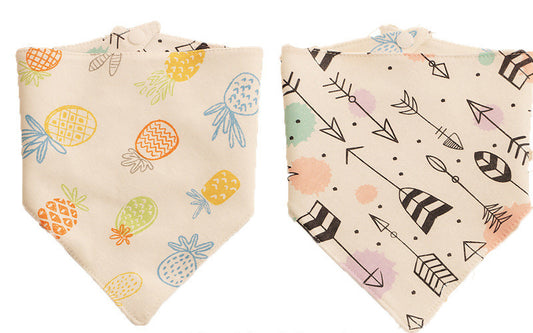 KFX-4839741 Reversible Cotton Triangle Scarf for Babies - Fun Prints Including Dolphins, Pineapples, and Cacti