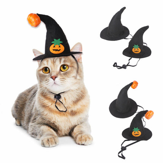 KFX-5007805 Smiling Pumpkin Cat Halloween Hat - Woven Cloth Headgear for Pets