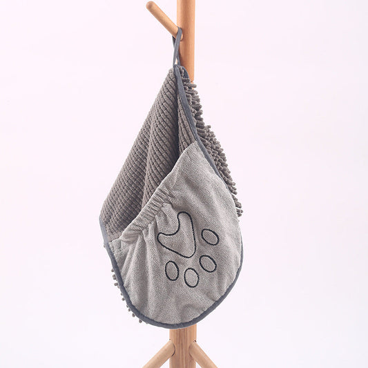 KFX-5068221 Absorbent Fiber Towel for Cats - 35x80cm Gray Pet Scrubbing and Gloved Bath Towel