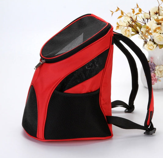 KFX-5163325 Pet Travel Backpack Carrier - Breathable Polyester Design, Medium Softness, 30x25x35cm, Available in Red, Sky Blue, Black, Coffee