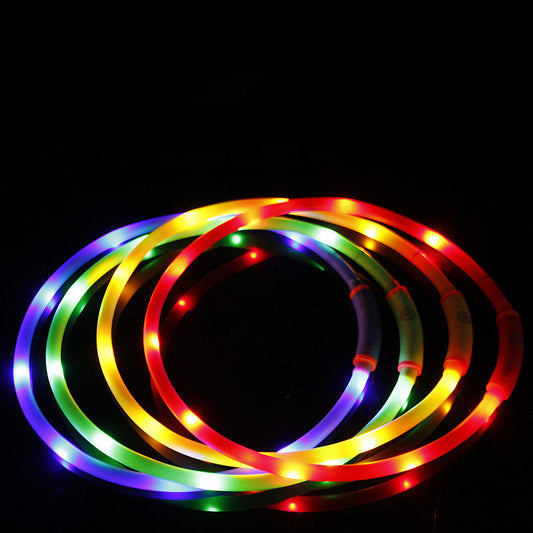 KFX-5517757 Waterproof LED Luminous Pet Dog Collar - Adjustable, Safe for Night Walks, Available in Multiple Colors