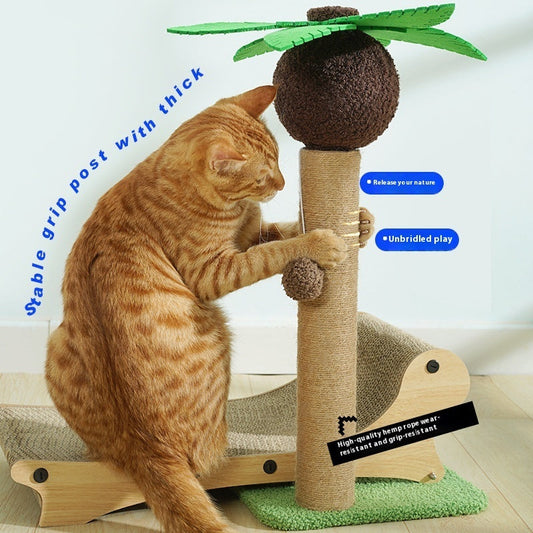 KFX-5696189 Multifunctional Wooden Cat Beach Chair with Scratch Board and Chamfered Design