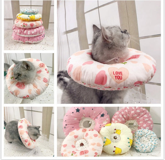 KFX-5714365 Soft Cotton Cat Collar with Adjustable Sizes and Cute Cartoon Designs