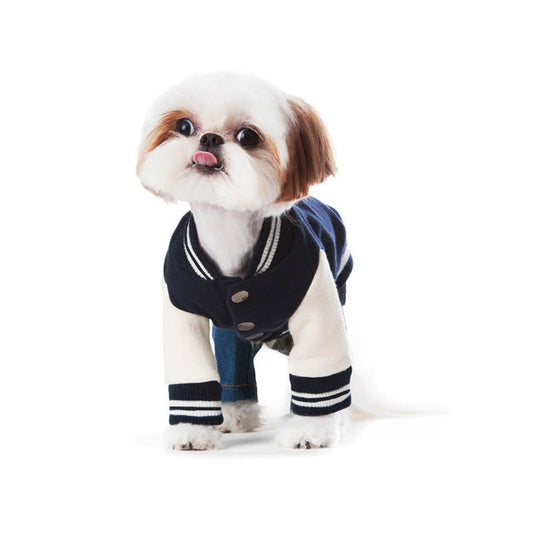 KFX-5740477 Dark Blue Pet Dog and Cat Sweater – Baseball Uniform Style in Various Sizes