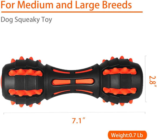 KFX-5758141 Durable Rubber Dumbbell Squeaky Toy for Medium & Large Dogs - Ideal for Aggressive Chewers