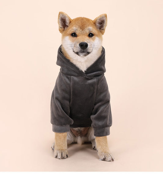 KFX-5806013 Warm Velvet Dog Sweater for Small and Medium Dogs - Casual Autumn and Winter Clothing in Navy Blue and Dark Gray