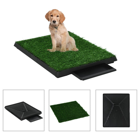 KFX-5810877 Pet Toilet with Artificial Grass Mat and Removable Tray for Easy Cleanup - 63x50 cm