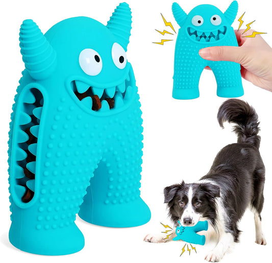 KFX-5921981 Durable Monster-Shaped Chew Toy for Aggressive Small Dogs with Teeth-Cleaning Slots