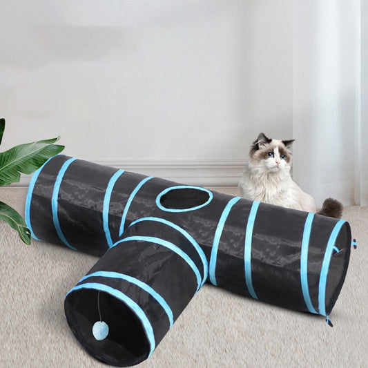 KFX-5991101 Foldable Cat Tunnel and Amusing Toy Set for Indoor Cats - Multi-Color Options Available