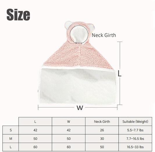 KFX-6018493 Cozy Polar Fleece Cape Blanket with Hood for Dogs and Cats