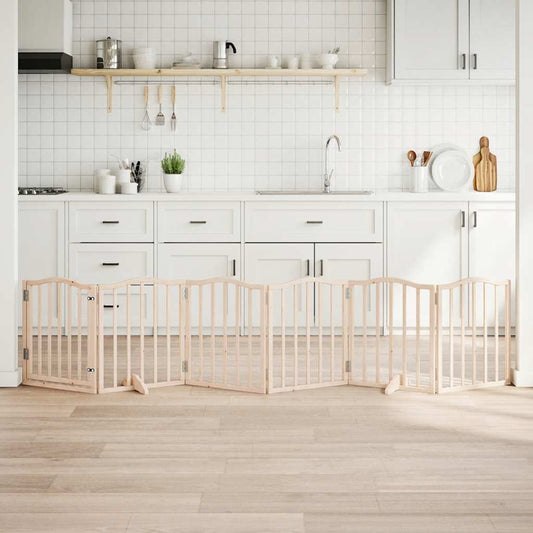 KFX-6023869 Foldable 6-Piece Dog Gate with Door, Durable Poplar Wood, 300 cm Length